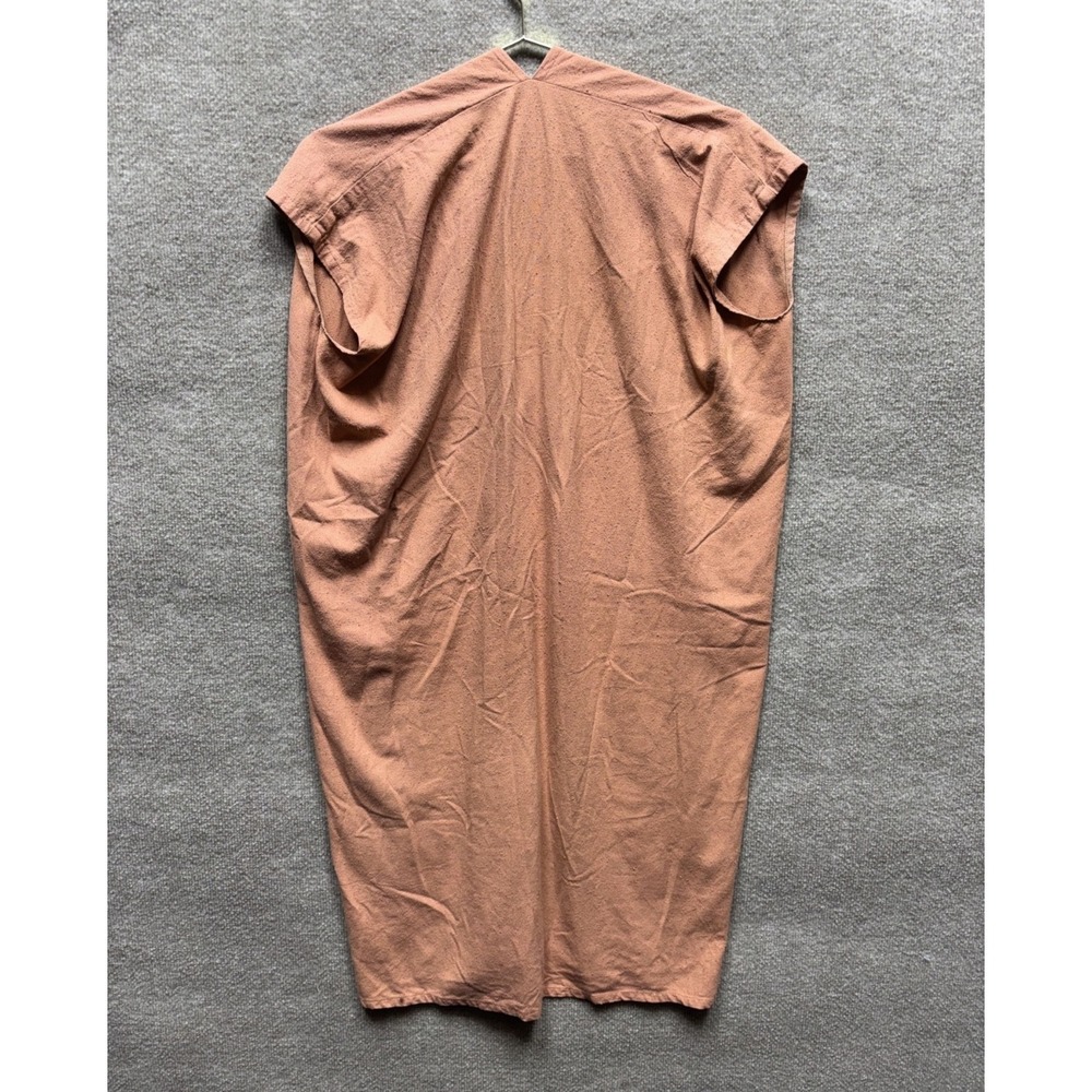 Miranda Bennett Studio Everyday Dress Women 2 Peach V Neck Textured Raw Silk EUC - Picture 3 of 4